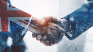 corporate image showing employer and employee handshake