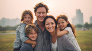 warm ultra realistic image of a happy family